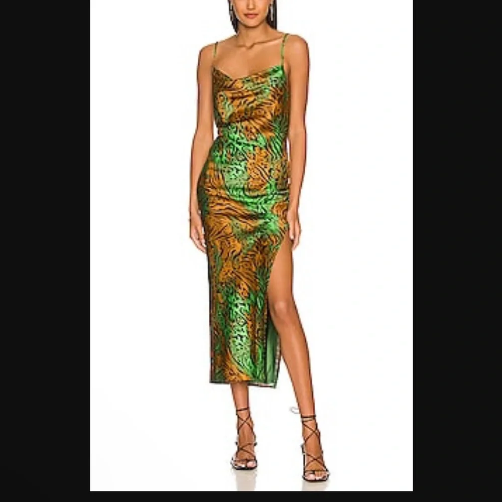 NWT Camila Coehlo green leopard dress - Picture 1 of 5